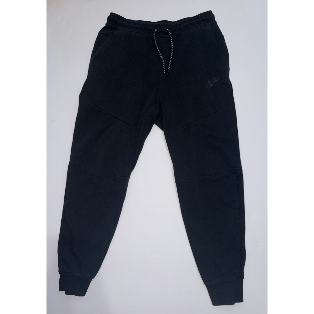 Nike Tech Men's Fleece Joggers Black On Black Medium Reflective Drawstring